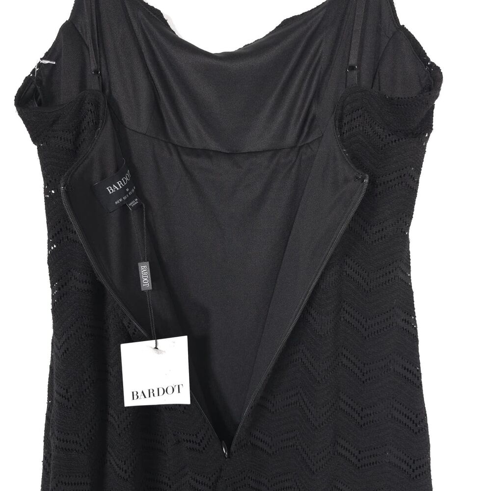 BARDOT Women's New Maxi Dress MEDIUM 6 Black Sleeveless Chevron Knit Bodycon - Picture 8 of 10